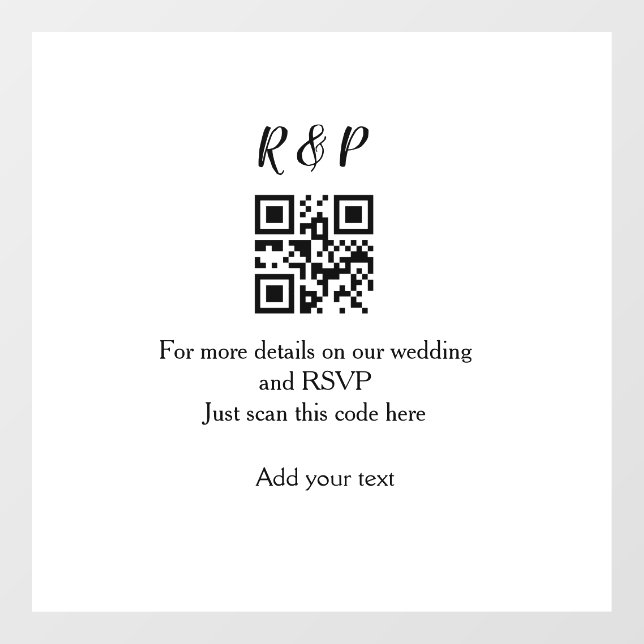Wedding website rsvp q r code add name text thr (Sheet)