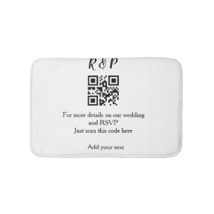 Wedding website rsvp q r code add name text thr bath mat