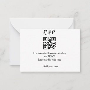 Wedding website rsvp q r code add name text thr card