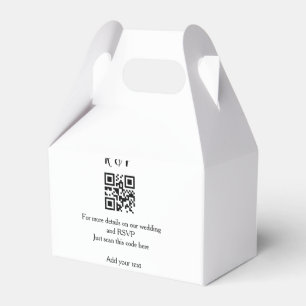 Wedding website rsvp q r code add name text thr favour box