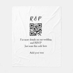 Wedding website rsvp q r code add name text thr fleece blanket