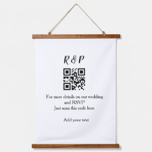 Wedding website rsvp q r code add name text thr hanging tapestry