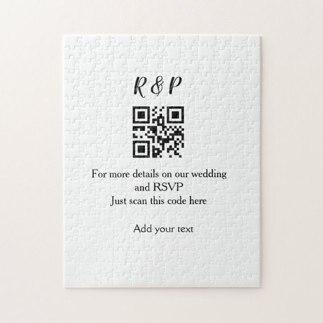 Wedding website rsvp q r code add name text thr jigsaw puzzle (Vertical)