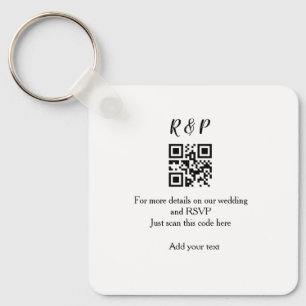 Wedding website rsvp q r code add name text thr key ring