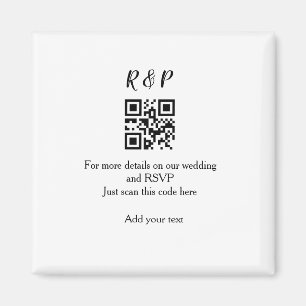 Wedding website rsvp q r code add name text thr magnet