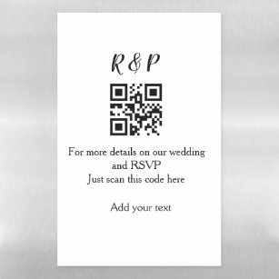 Wedding website rsvp q r code add name text thr magnetic dry erase sheet