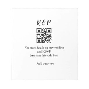 Wedding website rsvp q r code add name text thr notepad