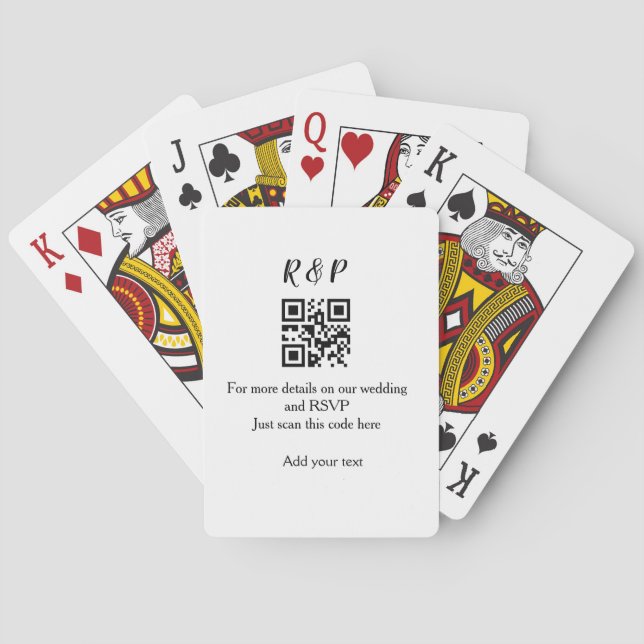 Wedding website rsvp q r code add name text thr playing cards (Back)