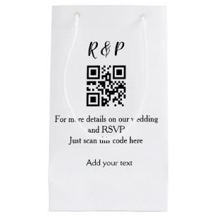Wedding website rsvp q r code add name text thr small gift bag