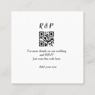Wedding website rsvp q r code add name text thr square business card