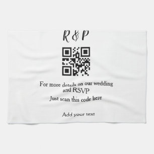 Wedding website rsvp q r code add name text thr tea towel