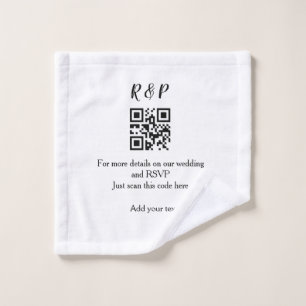 Wedding website rsvp q r code add name text thr wash cloth