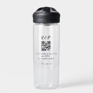 Wedding website rsvp q r code add name text thr water bottle