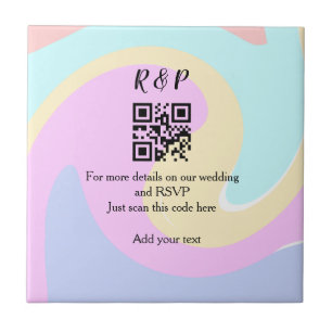 Wedding website rsvp q r code add name text tile