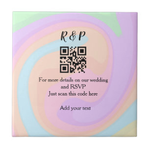 Wedding website rsvp q r code add name text tile