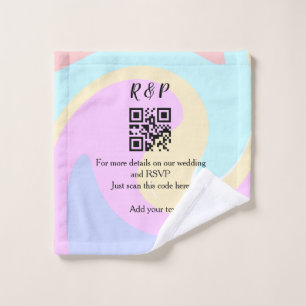 Wedding website rsvp q r code add name text  wash cloth