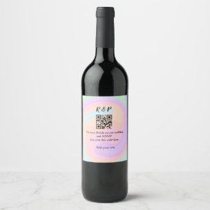 Wedding website rsvp q r code add name text wine label