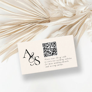 Wedding Website, RSVP, QR-Code, Elegant, Monogram Enclosure Card