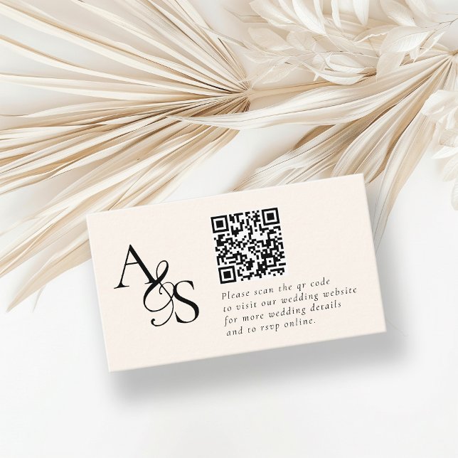 Wedding Website, RSVP, QR-Code, Elegant, Monogram Enclosure Card (Creator Uploaded)
