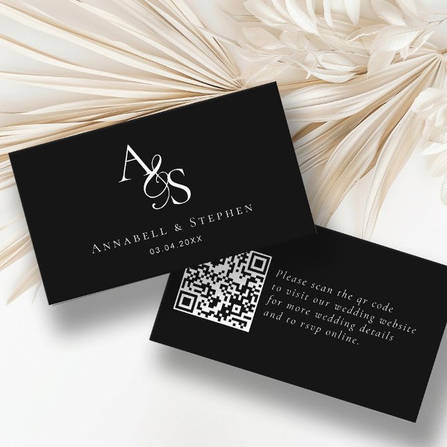 Wedding Website, RSVP, QR-Code, Elegant, Monogram Enclosure Card (Creator Uploaded)