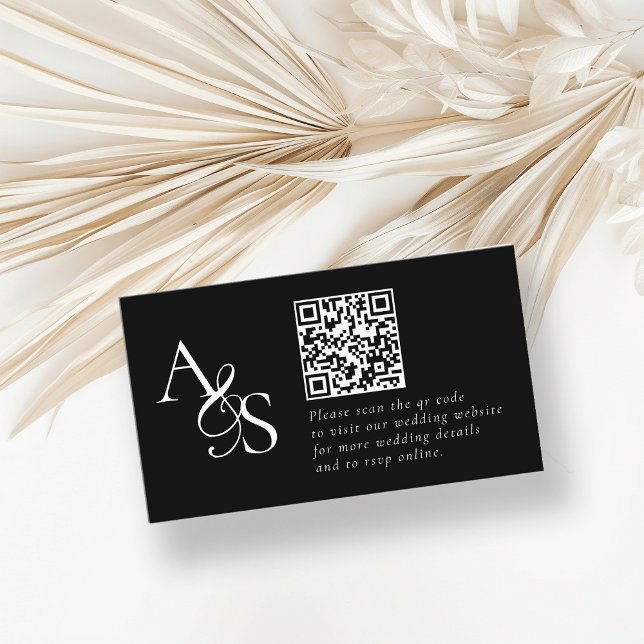 Wedding Website, RSVP, QR-Code, Elegant, Monogram Enclosure Card (Creator Uploaded)