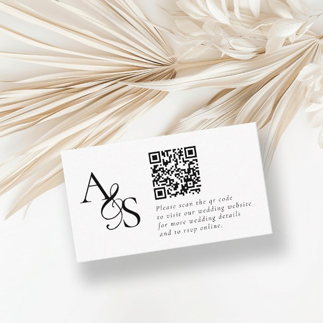 Wedding Website, RSVP, QR-Code, Elegant, Monogram Enclosure Card (Creator Uploaded)