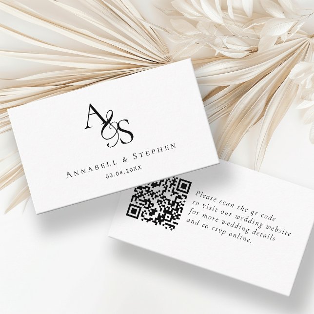 Wedding Website, RSVP, QR-Code, Elegant, Monogram Enclosure Card (Creator Uploaded)