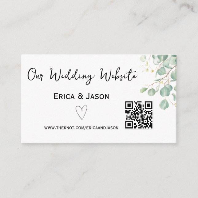 Wedding Website RSVP QR Code Enclosure Card (Front)