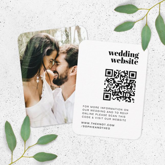 Wedding Website | RSVP QR Code Photo Retro Enclosure Card (Direct guests seamlessly to your wedding website using this retro QR code photo enclosure card)