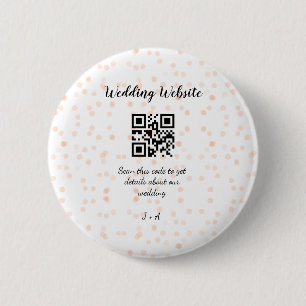 Wedding website scan QR code for details orange so 6 Cm Round Badge