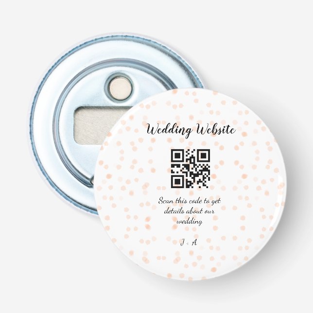Wedding website scan QR code for details orange so Bottle Opener (Front)