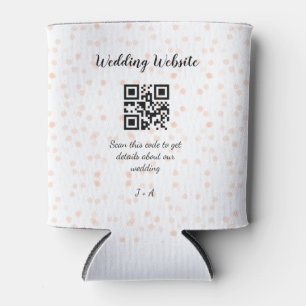 Wedding website scan QR code for details orange so Can Cooler