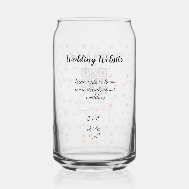 Wedding website scan QR code for details orange so Can Glass (Front)