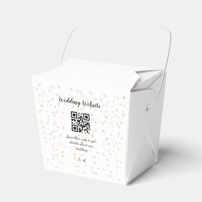 Wedding website scan QR code for details orange so Favour Box (Front Side)