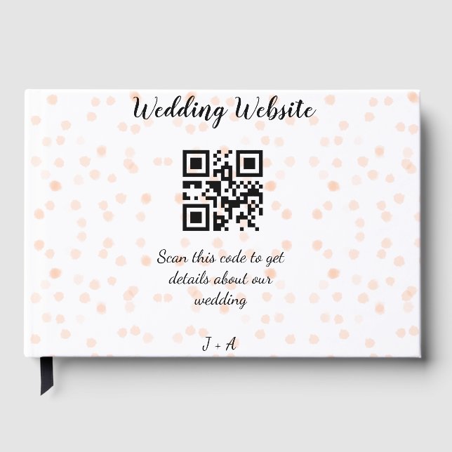 Wedding website scan QR code for details orange so Guest Book (Front)