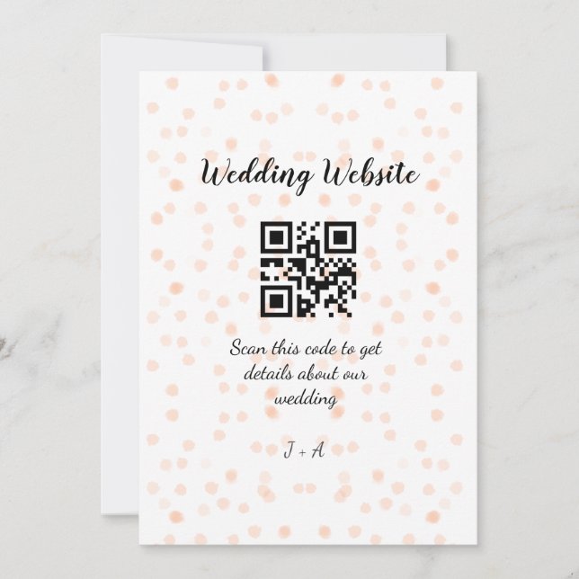 Wedding website scan QR code for details orange so Holiday Card (Front)
