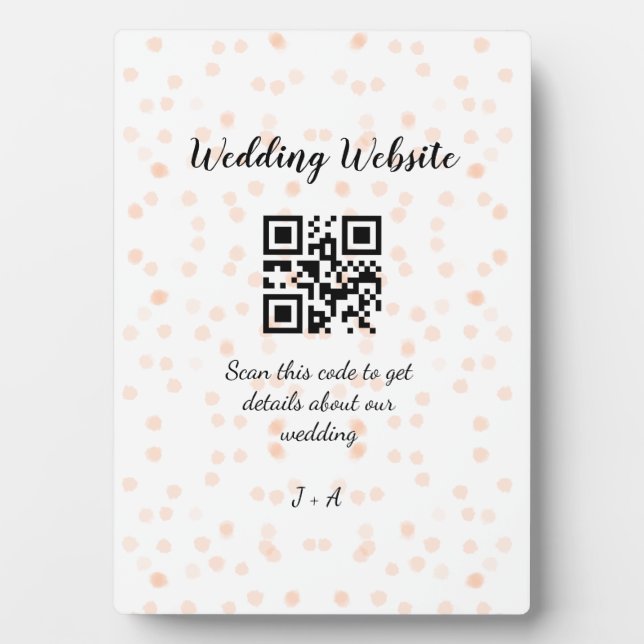 Wedding website scan QR code for details orange so Plaque (Front)