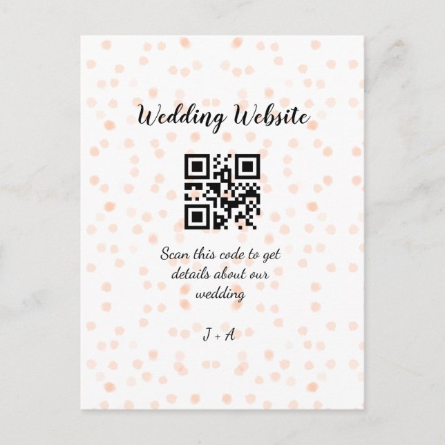 Wedding website scan QR code for details orange so Postcard (Front)