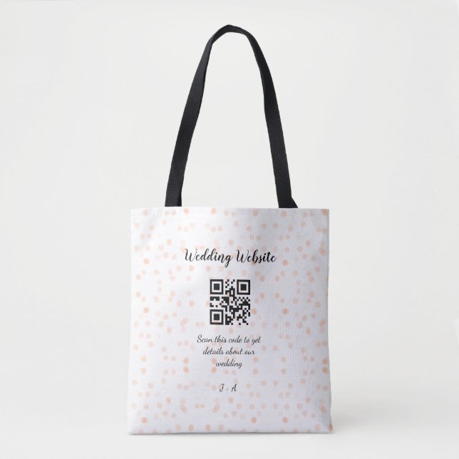 Wedding website scan QR code for details orange so Tote Bag (Front)