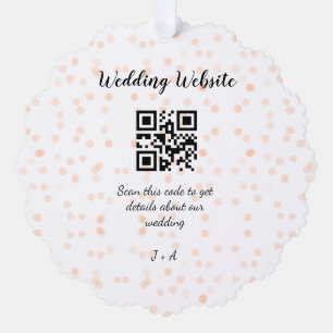 Wedding website scan QR code for details orange so Tree Decoration Card