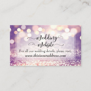 Wedding Website Script, Colourful Bokeh & Glitter Enclosure Card