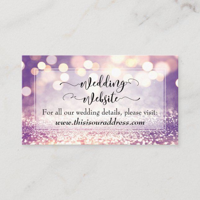 Wedding Website Script, Colourful Bokeh & Glitter Enclosure Card (Front)