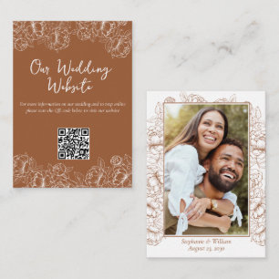 Wedding Website Terracotta Boho Floral Rustic Enclosure Card