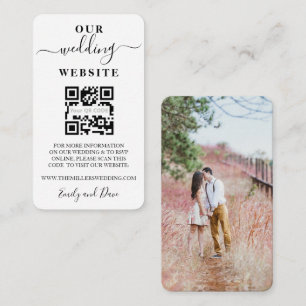 Wedding Website vertical script photo QR CODE  Enclosure Card