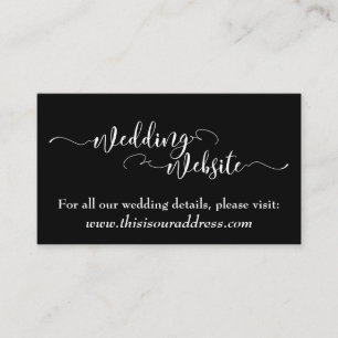 Wedding Website White Script on Editable Black Enclosure Card