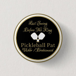 Wedding Weekend Activity Pickleball Gold & White 3 Cm Round Badge