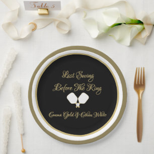 Wedding Weekend Activity Pickleball Gold & White Paper Plate