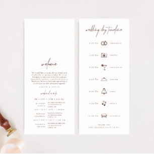 Wedding Weekend Events Program & Day Timeline