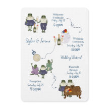 Wedding Weekend Illustrated Frogs Enclosure Card