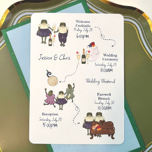 Wedding Weekend Illustrated Frogs Enclosure Card